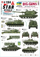 Star Decals 72-A1164 War in Ukraine # 21 Ukrainian Big Guns and Rocket Artillery 2S1, 2S9 Nona, 2S19 Msta-s, TOS-1 and BM-21 Grad 1/72