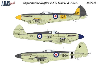 Aims AIMS48D043 F.XV, F.XVII &amp; FR.47 Supermarine Seafires' 1/48