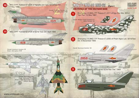 Print Scale 48-088 North Vietnamese MiGs - Part 1 (wet decals) 1/48