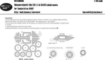 New Ware NWA-M0366 1/48 Mask Me 262 A-1a BASIC (TAM 61087)