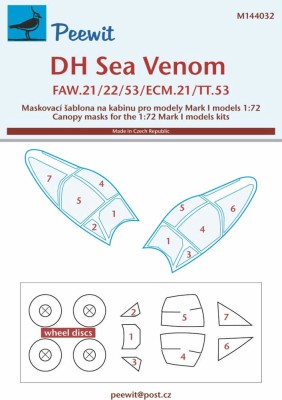 Peewit M144032 Canopy mask DH Sea Venom (MARK 1 MODEL) 1/144