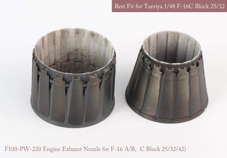 Mk1 Design MA-48056 General-Dynamics F-16A/F-16B, Lockheed-Martin F-16C/F-16D Fighting Falcon Block 25/32/42 P.W exhaust nozzle Set (opend+closed) 1/48