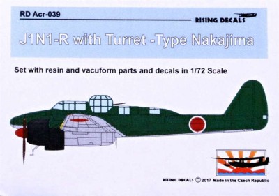 Rising Decals ACR039 J1N1-R w/ Turret - Type Nakajima (set&amp;decal) 1/72