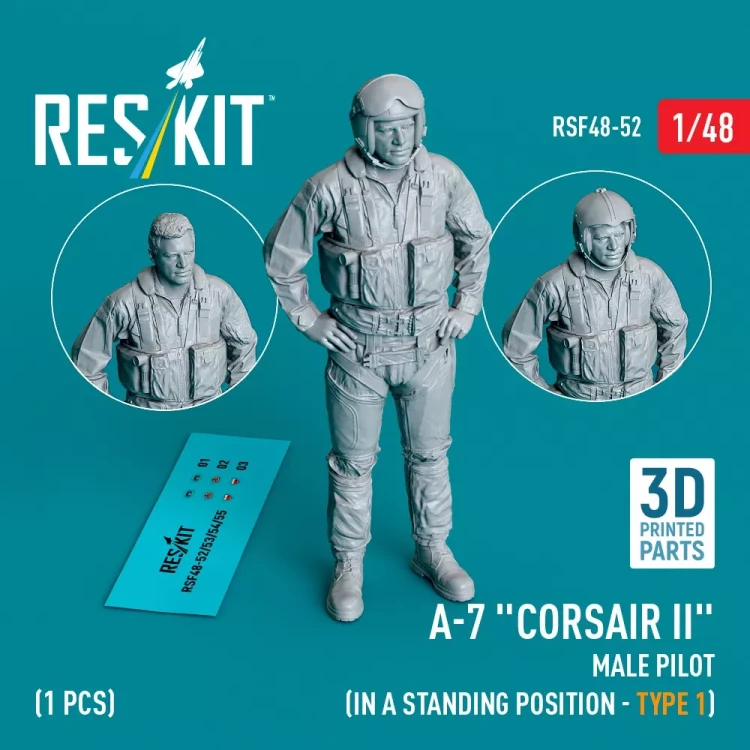 Reskit F48052 A-7 'Corsair II' male pilot stand.position 1 1/48