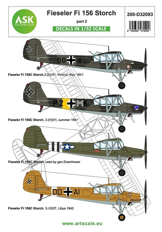 Art Scale 200-D32093 Fieseler Fi-156C Storch part 2 gen 1/32