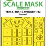 Art Scale 200-M32093 Grumman TBM-3 / TBF-1C Avenger canopy frame paint masks (outside only) 1/32