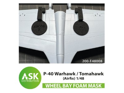 Art Scale 200-F48008 P-40 Warhawk / Tomahawk Foam flexible wheel bays mask 1/48