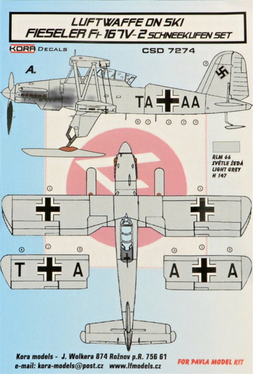 Kora Model CSD7274 Fiesler Fi-167V-2 Ski - Conversion set&decal 1/72