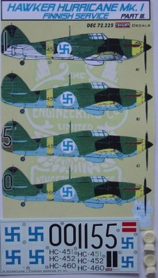 Kora Model DEC72225 Hawker Hurricane Mk.I Finnish Pt.III декали декали 1/72
