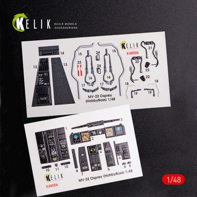 Reskit K48006 MV-22 Osprey interior 3D decals for Hobby Boss kit Hobby Bos 1/48