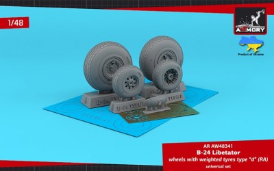 Armory ARAW48341 Consolidated B-24D/B-24J Liberator with weighted tyres type &quot;d&quot; 1/48