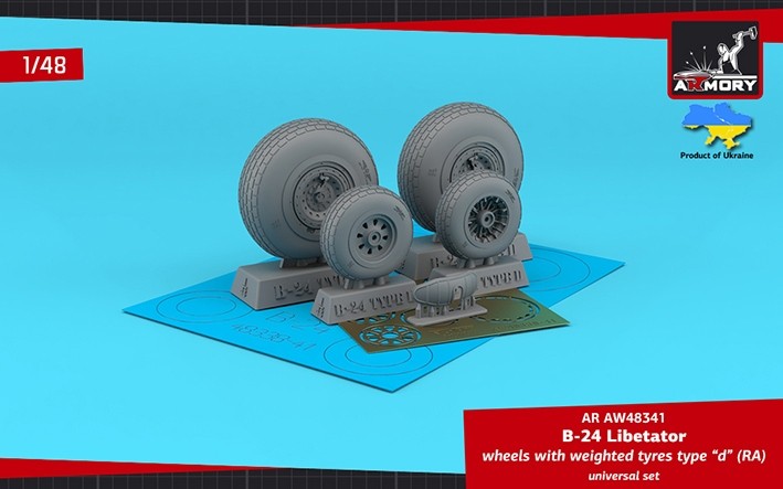 Armory ARAW48341 Consolidated B-24D/B-24J Liberator with weighted tyres type "d" 1/48