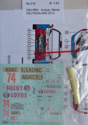 Reji Model 219 Citroen DS3 RRC Deutschland 2013 (Kubica/Bar) 1/24