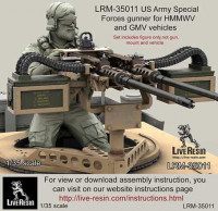 LiveResin LRM35011 Стрелок пулеметчик Сил Специальных Операций США для размещения в пулеметных установках автомобилей повышенной проходимости и бронетехники. 1/35