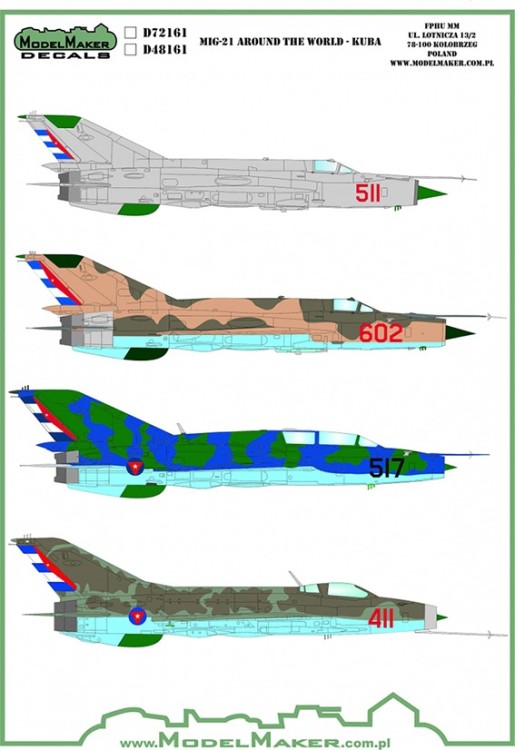 Model Maker Decals MD32161 Mikoyan MiG-21 Around the World - Cuba 1/32