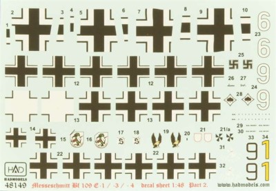 HAD 48149 Decal Bf 109E1/E3/E4 (4x camo) Part 2 1/48