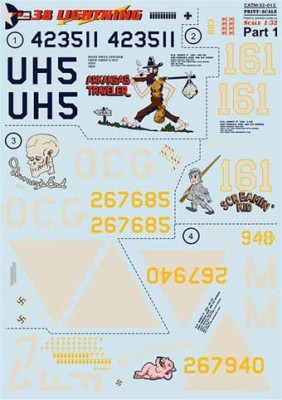 Print Scale 32-012 P-38 Lightning Part 1 (4x camo,incl.stencils) 1/32