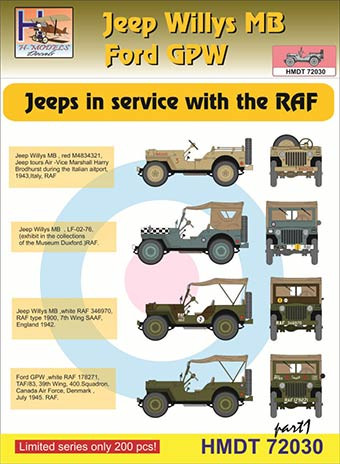 Hm Decals HMDT72030 1/72 Decals J.Willys MB/Ford GPW in RAF service 1