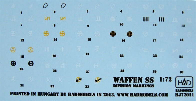 HAD J72011 Decal Waffen SS Division markings 1/72