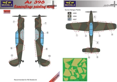 Lf Model M72142 Mask Arado Ar 396 Camouflage painting (RS) 1/72