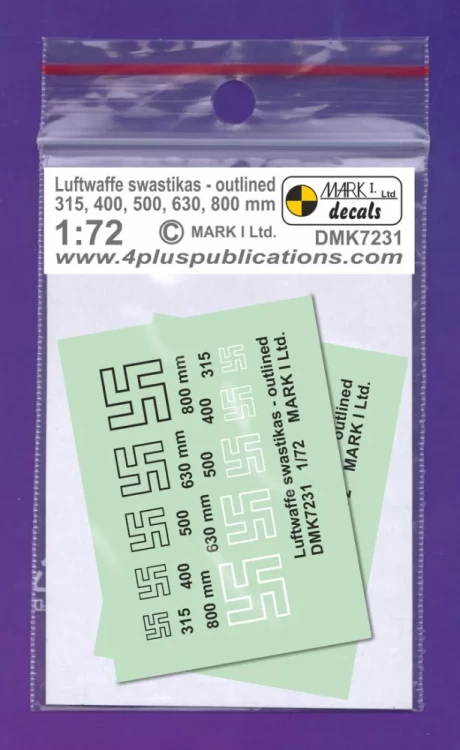 4+ Publications DMK72031 Decals Luftwaffe swastikas outlined (2 sets) 1/72