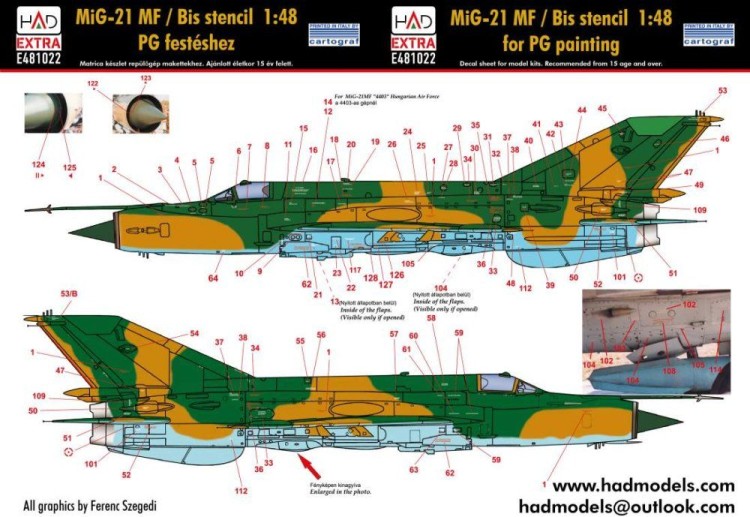 HAD E481022 Decal MiG-21 MF/Bis Hungarian stencils 1/48