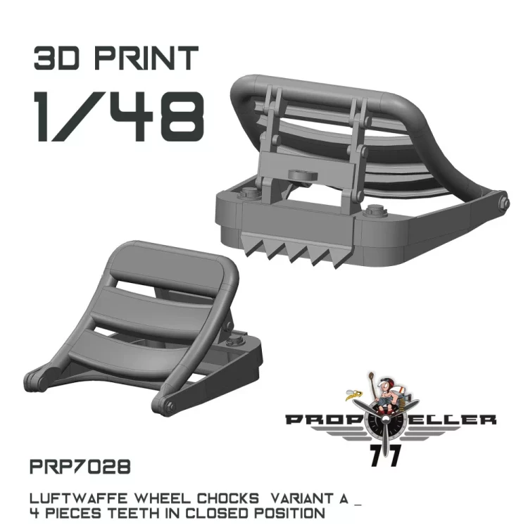 77 Propeller 77PRP-7028 Luftwaffe wheel chocks teeth closed (4 pcs.) 1/48