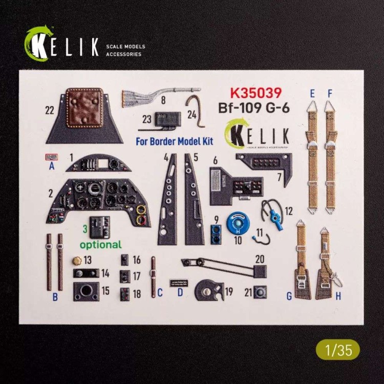 Reskit K35039 Bf-109 G-6 - interior 3D (BORDER) 1/35