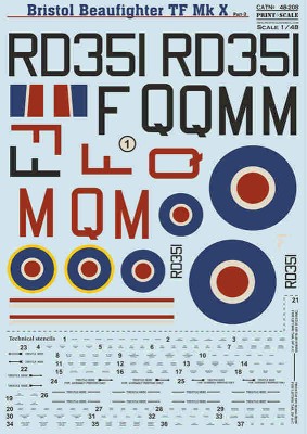 Print Scale C48208 Br. Beaufighter TF Mk X Part 3 (wet decals) 1/48