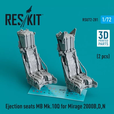 Reskit RSU72281 Eject.seats MB Mk.10Q Mirage 2000B/D/N (2 x) 1/72