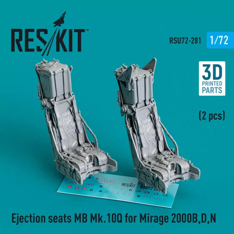 Reskit RSU72281 Eject.seats MB Mk.10Q Mirage 2000B/D/N (2 x) 1/72
