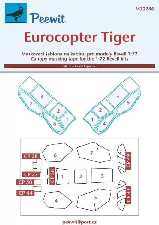 Peewit M72286 Canopy mask Eurocopter Tiger (REV) 1/72