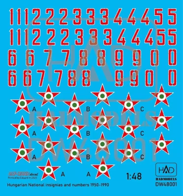 HAD DW48001 Decal Hungarian Nat.Insignias&amp;Numbers 1950-90 1/48