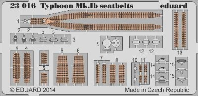 Eduard 23016 1/24 Фототравление для Typhoon Mk. Ib seatbelts