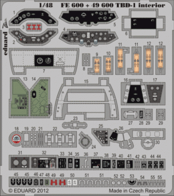 Eduard FE600 1/48 Цветное фототравление для TBD-1 interior S. A.