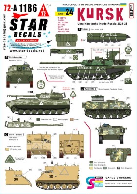 Star Decals 72-A1186 War in Ukraine # 24 Kursk Ukrainian Tanks inside Russia 2024-25 1/72