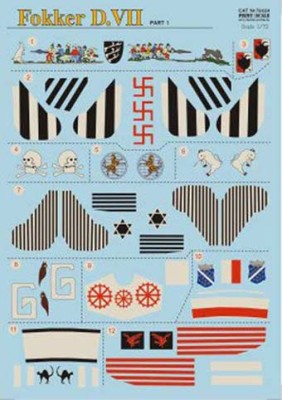 Print Scale 72-024 Fokker D VII Part 1 Wet decal The complete set 4 leaf 1/72