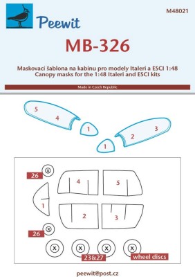 Peewit M48021 Canopy mask MB-326 (ITAL/ESCI) 1/48