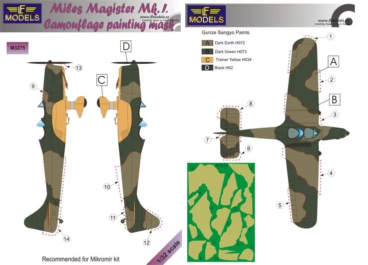 Lf Model M3275 Mask Miles Magister Mk.I Camouflage painting 1/32