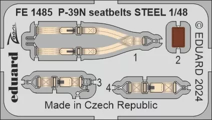 Eduard FE1485 P-39N seatbelts STEEL (ARMA H.) 1/48
