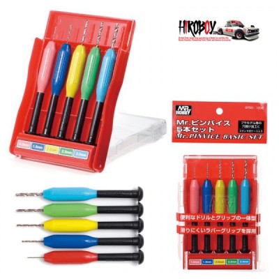 Gunze Sangyo GT-50 Ручной инструмент  Свёрла набор 1мм, 1,5мм, 2мм, 2,5мм, 3мм Mr. Pinvice Basic Set (5 штук)