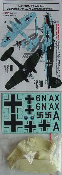 Kora Model CSD7275 Heinkel He-111 H-1 Ski Conversion set&decal 1/72