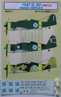 Kora Model DEC72226 Fiat G.50 Freccia (Finland) Part I. декали декали 1/72