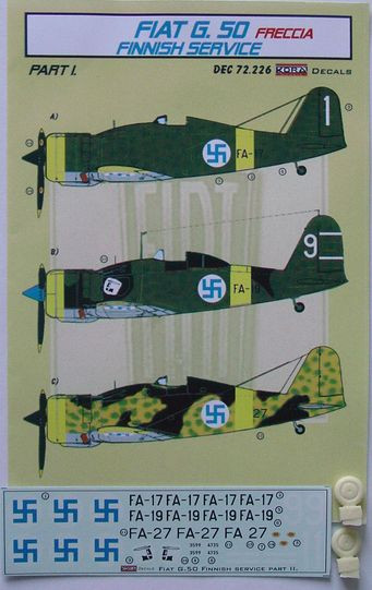 Kora Model DEC72226 Fiat G.50 Freccia (Finland) Part I. декали декали 1/72