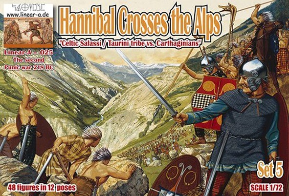 Linear-A LA025 Hannibal Crosses The Alps Set 5 "Celtic Salassi / Taurini Tribe Vs. Carthaginians" 1/72