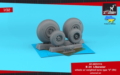 Armory ARAW32316 Consolidated B-24 Liberator wheels with weighted tyres type &quot;d&quot; 1/32