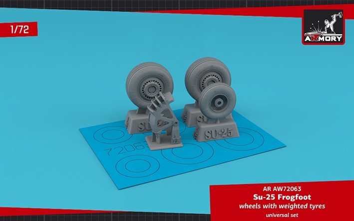 Armory ARAW72063 Sukhoi Su-25 Frogfoot wheels with weighted tires & mudguard 1/72