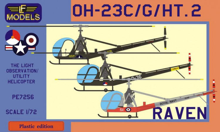 Lf Model P7256 Hiller OH-23C/G/HT.2 Raven (3x camo) 1/72