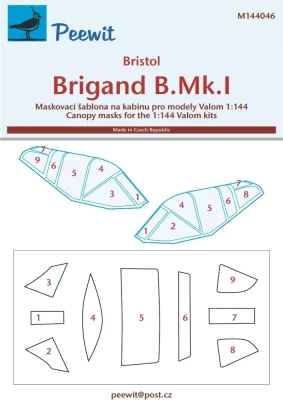 Peewit M144046 Canopy mask Brigand B.Mk.I (VALOM) 1/144