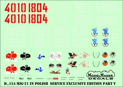 Model Maker Decals D72154 Mikoyan MiG-21 in Polish service exclusive edition part V 1/72